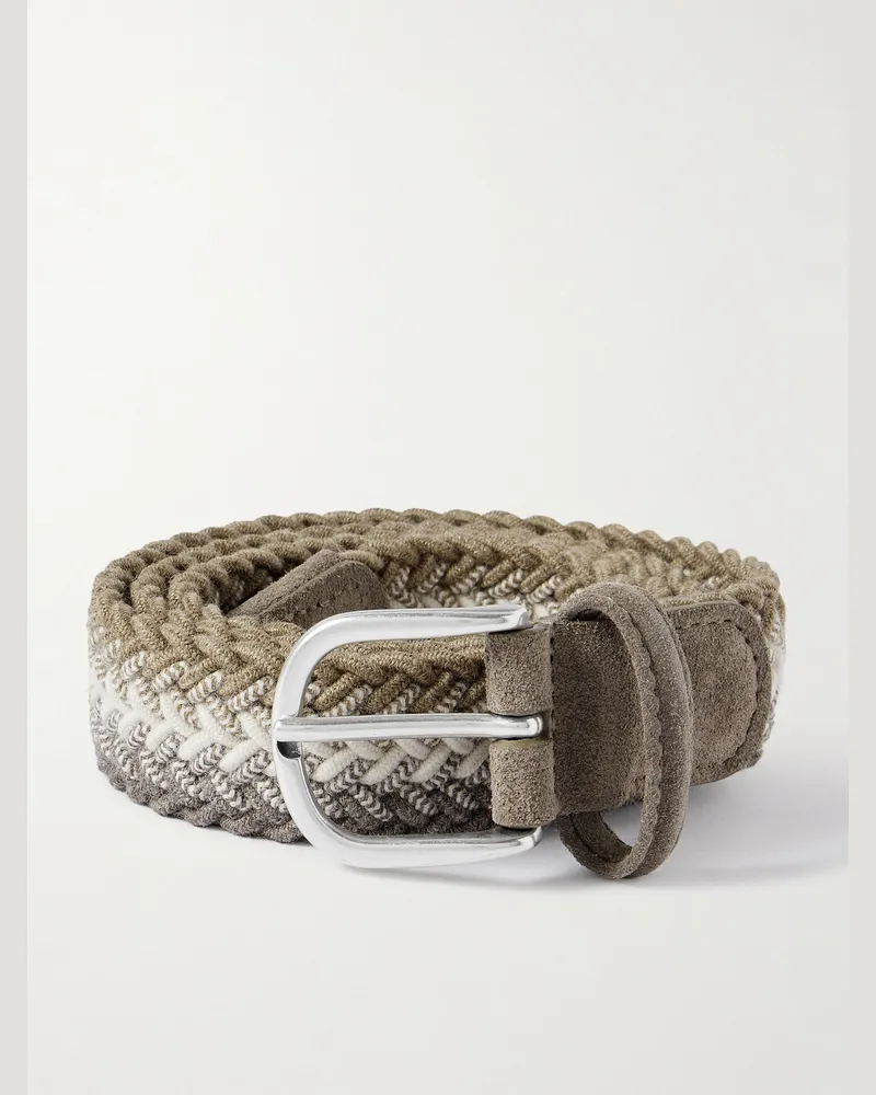 Anderson's Suede-Trimmed Woven Cord  Belt Gray