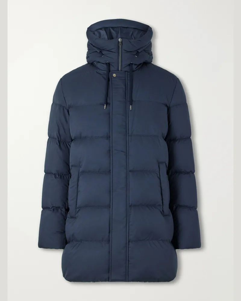 Herno Arendelle Quilted Shell Hooded Down Jacket Blue