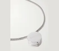 Grinder Logo-Engraved Silver-Tone Pendant Necklace