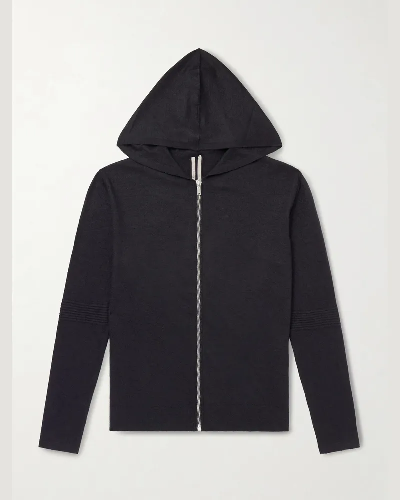 Rick Owens Boiled-Cashmere Zip-Up Hoodie Black