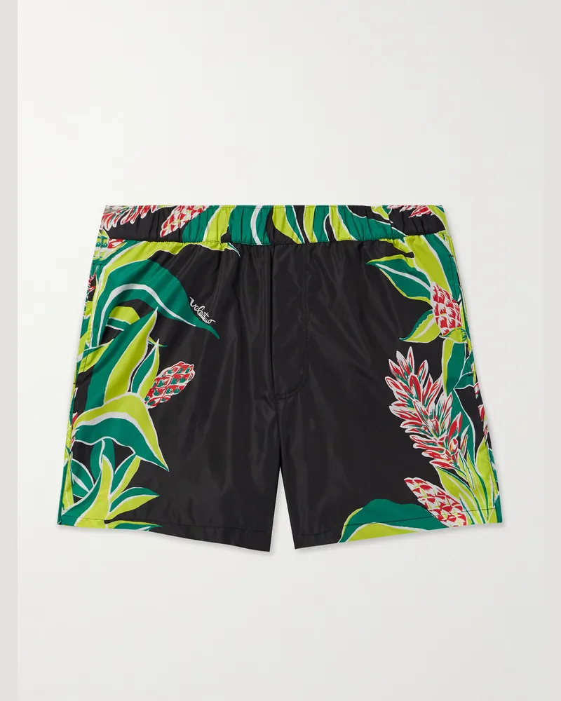 Valentino Garavani Sunsurf Straight-Leg Mid-Length Printed Swim Shorts Black