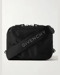 Givenchy Pandora kleine Umhängetasche aus Nylon mit Lederbesatz Schwarz