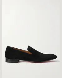 Christian Louboutin Dandelion Loafers aus Veloursleder mit Ripsband Schwarz