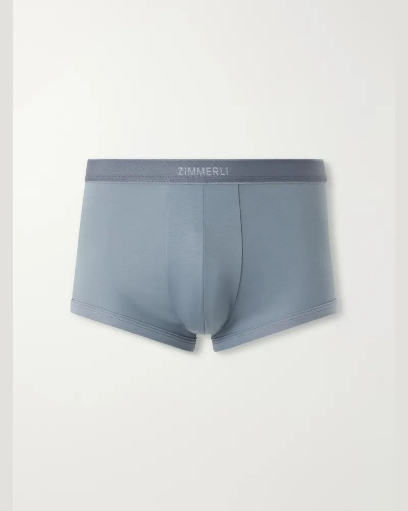 Zimmerli Sea Island Cotton Boxer Briefs Blue