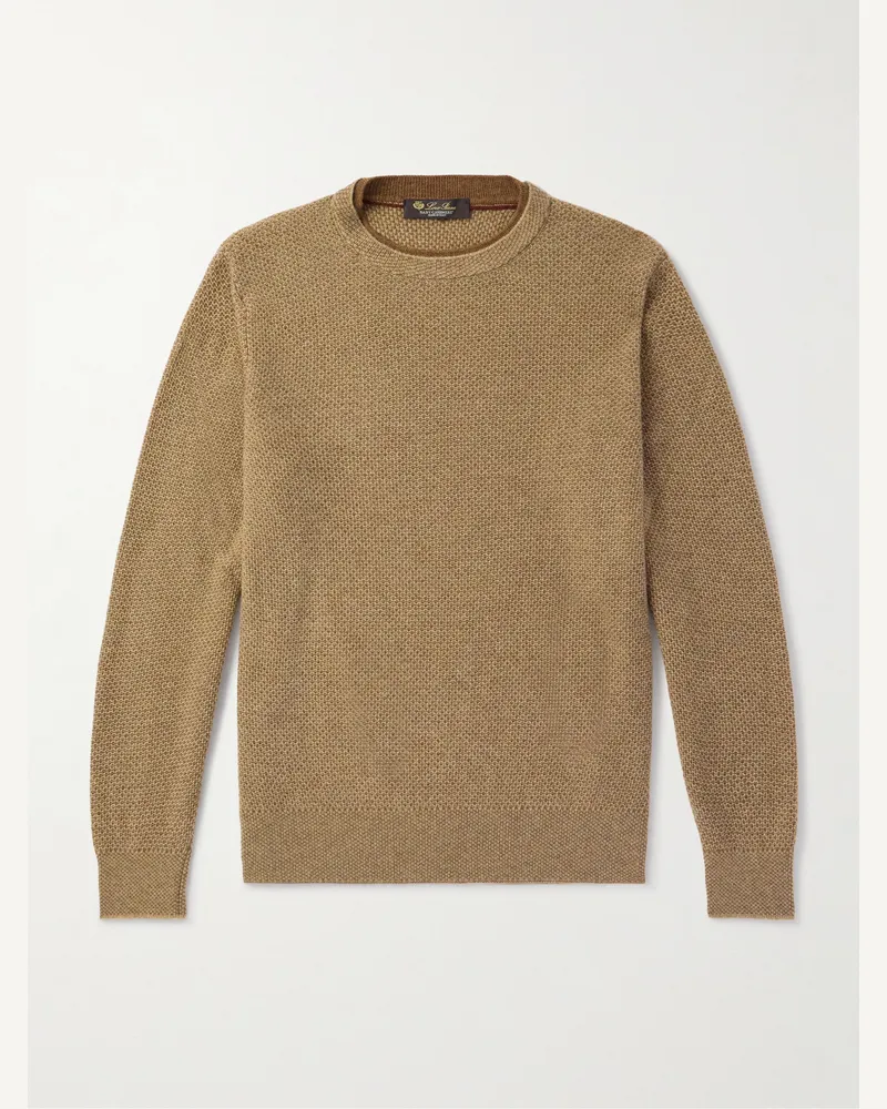 Loro Piana City Pullover aus Birdseye-Piqué aus Baby-Kaschmir Braun