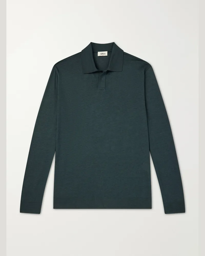 Altea Pierre Lyocell and Cotton-Blend Jersey Polo Shirt Green