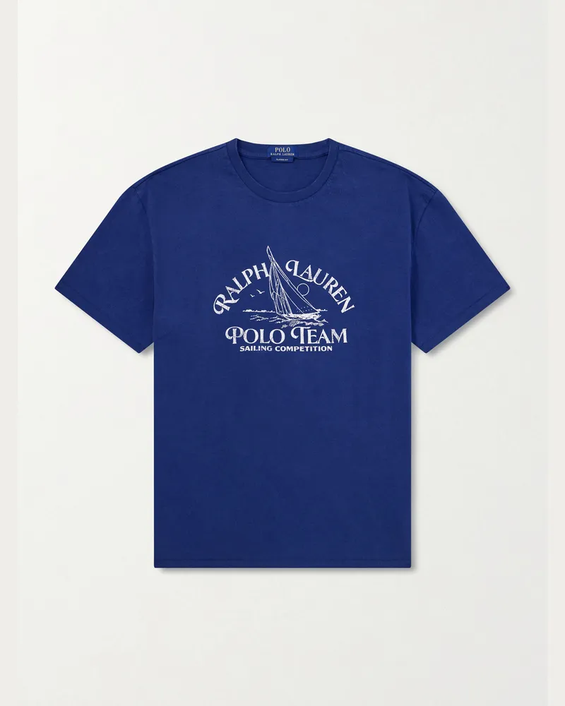 Ralph Lauren Logo-Print Cotton-Jersey T-Shirt Blue