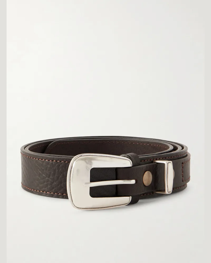 Christophe Lemaire 3cm Full-Grain Leather Belt Brown