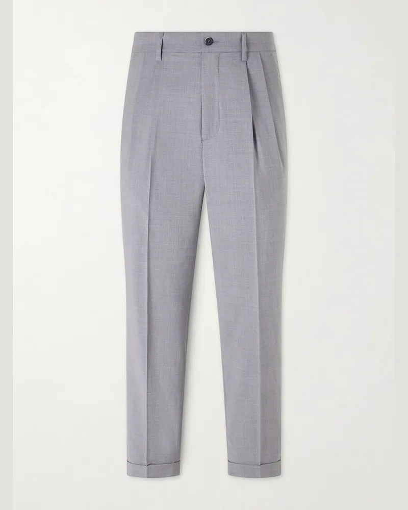 BARENA Straight-Leg Pleated Virgin Wool Suit Trousers Gray