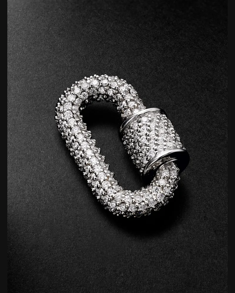 Marla Aaron Allstone Chubby Babylock 14-Karat White Gold Diamond Pendant Silver