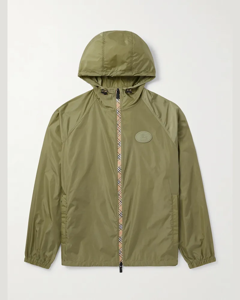 Burberry Kapuzenjacke aus Shell mit Logoapplikation Grün