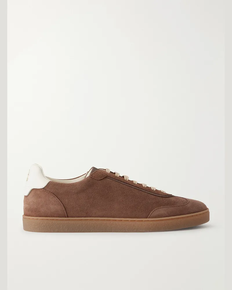 Brunello Cucinelli Coda di Rondine Suede Sneakers Brown