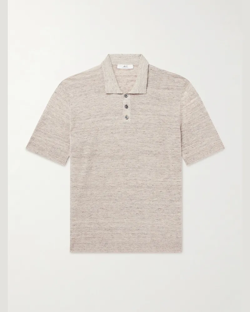 MR P. Linen and Cotton-Blend Polo Shirt Neutrals