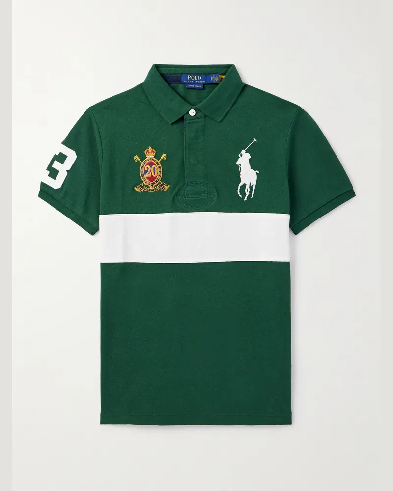 Ralph Lauren Polohemd aus Baumwoll-Piqué mit Logostickerei, Streifen und Applikationen Grün
