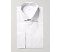 Schmal geschnittenes Hemd aus weißer Baumwollpopeline mit Umschlagmanschette