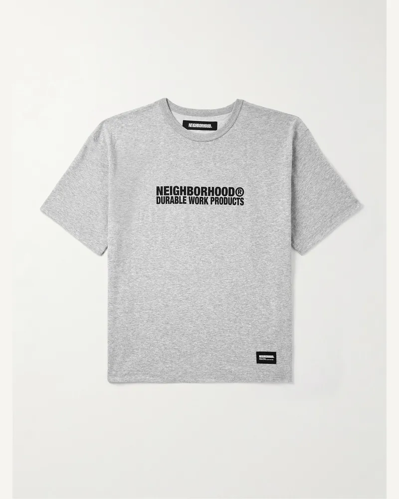 Neighborhood T-Shirt aus Baumwoll-Jersey mit Logoprint und -applikation Grau