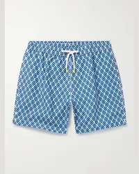 Hartford Gerade geschnittene mittellange Badeshorts mit Print Blau