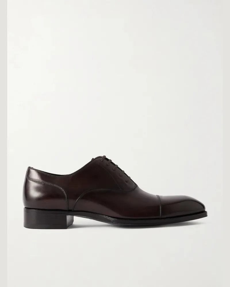 Tom Ford Elkan Burnished-Leather Oxford Shoes Brown