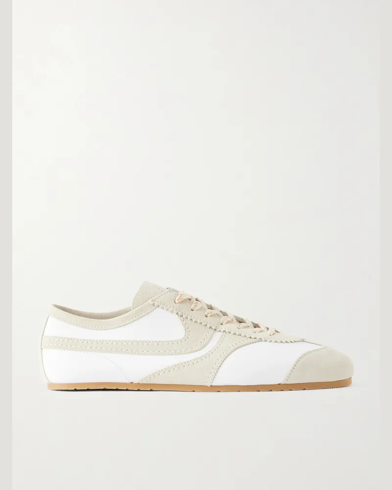 Dries van Noten Suede-Trimmed Leather Sneakers White