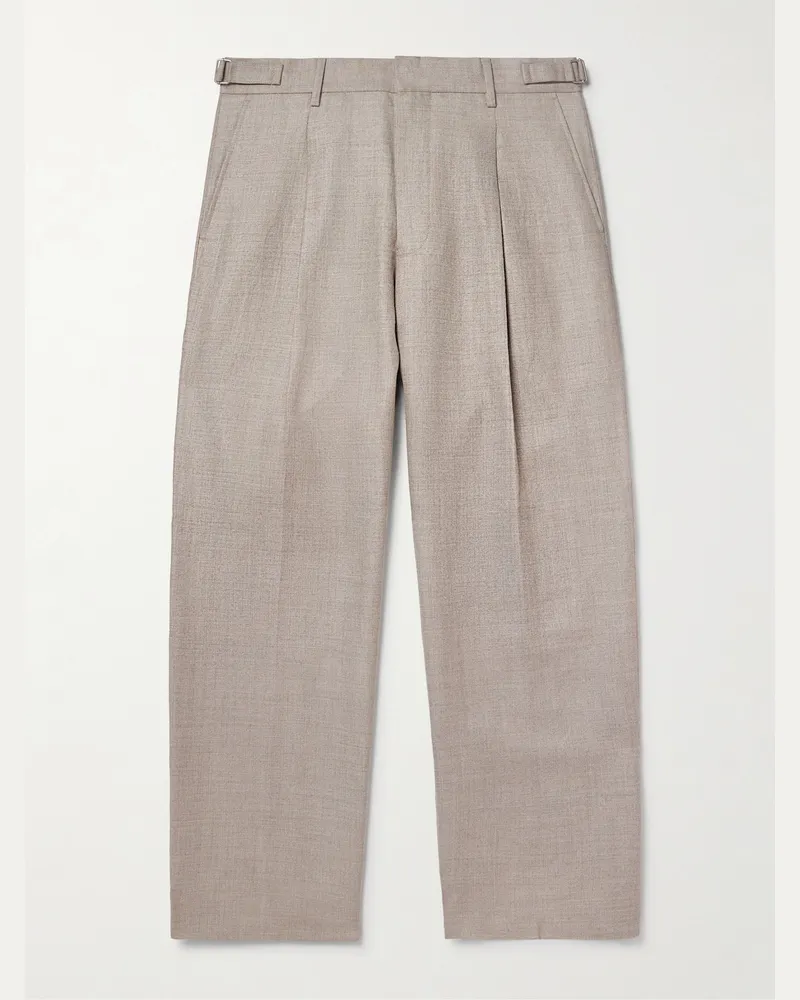 NN 07 Kay 10027 Straight-Leg Pleated Linen and Wool-Blend Suit Trousers Neutrals