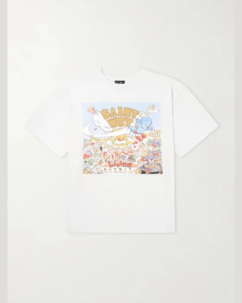 SAINT MXXXXXX Saint Wet Printed Cotton-Jersey T-Shirt White