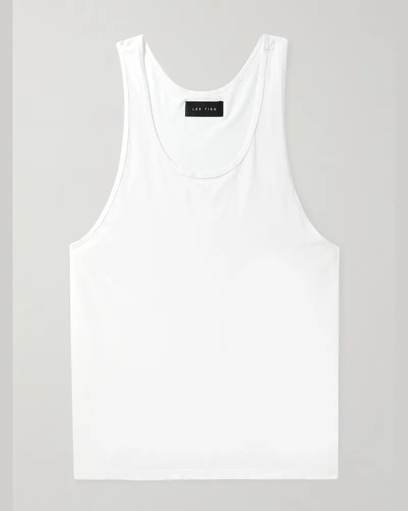 LES TIEN Oversized Cotton-Jersey Tank Top White