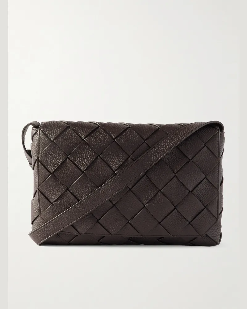 Bottega Veneta Large Diago Intrecciato Full-Grain Leather Messenger Bag Brown