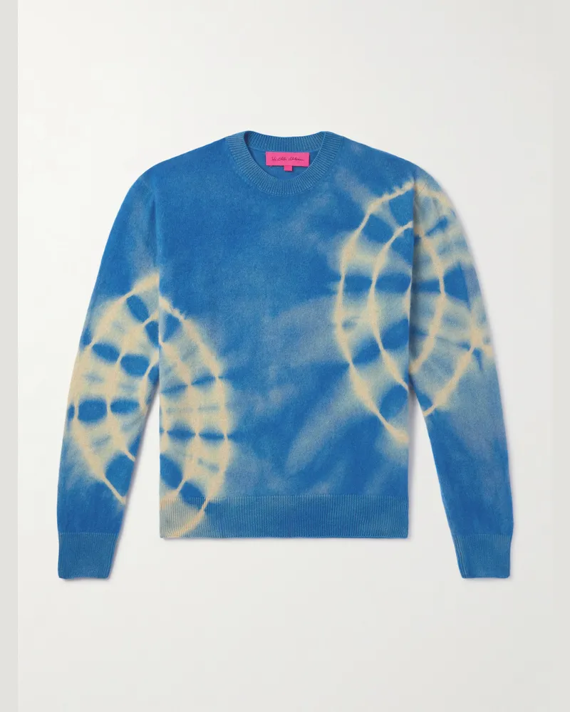 The Elder Statesman Spiral City Tranquility Pullover aus Kaschmir mit Batikmuster Blau