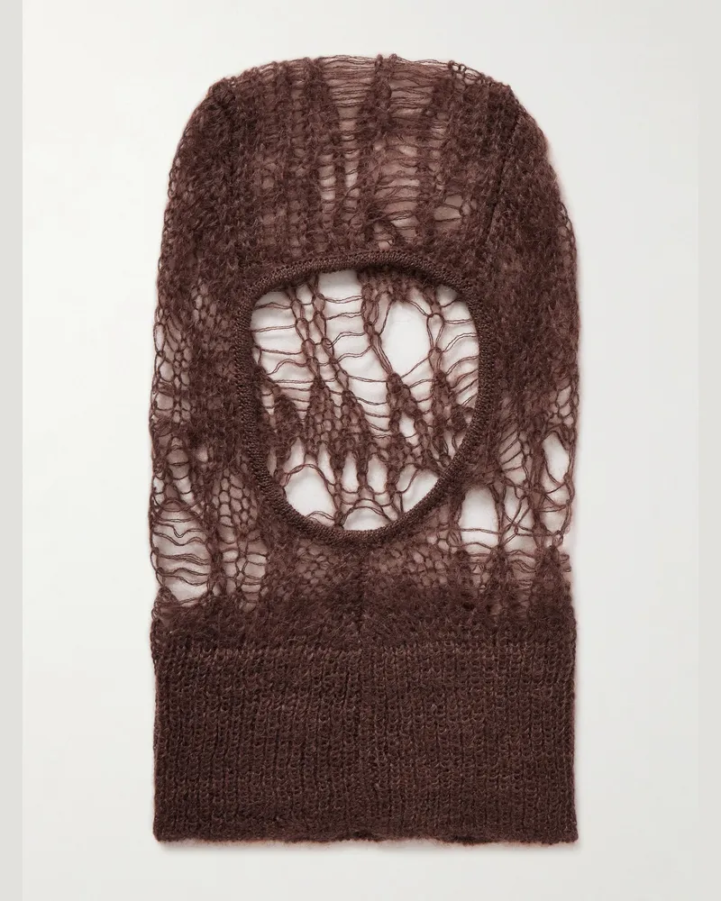 Rick Owens Balaklava aus Lochstrick Braun