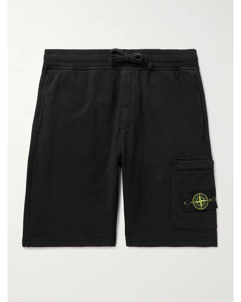 Stone Island Gerade geschnittene Shorts aus Baumwoll-Jersey mit Kordelzugbund und Logodetail in Stückfärbung Schwarz