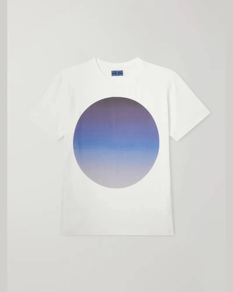 Blue Blue Japan Printed Cotton-Jersey T-Shirt White
