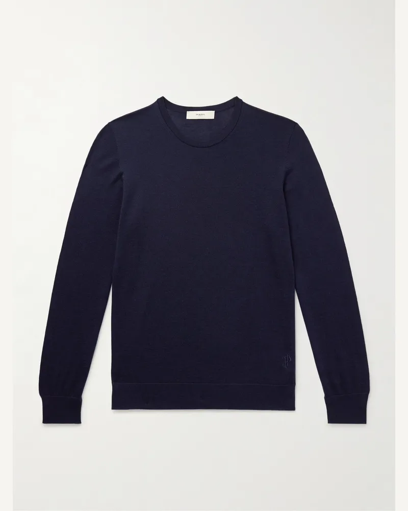 PURDEY Pullover aus Wolle mit Logostickerei Blau