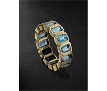 Memoire-Ring aus 14 Karat Gold mit blauen Topasen