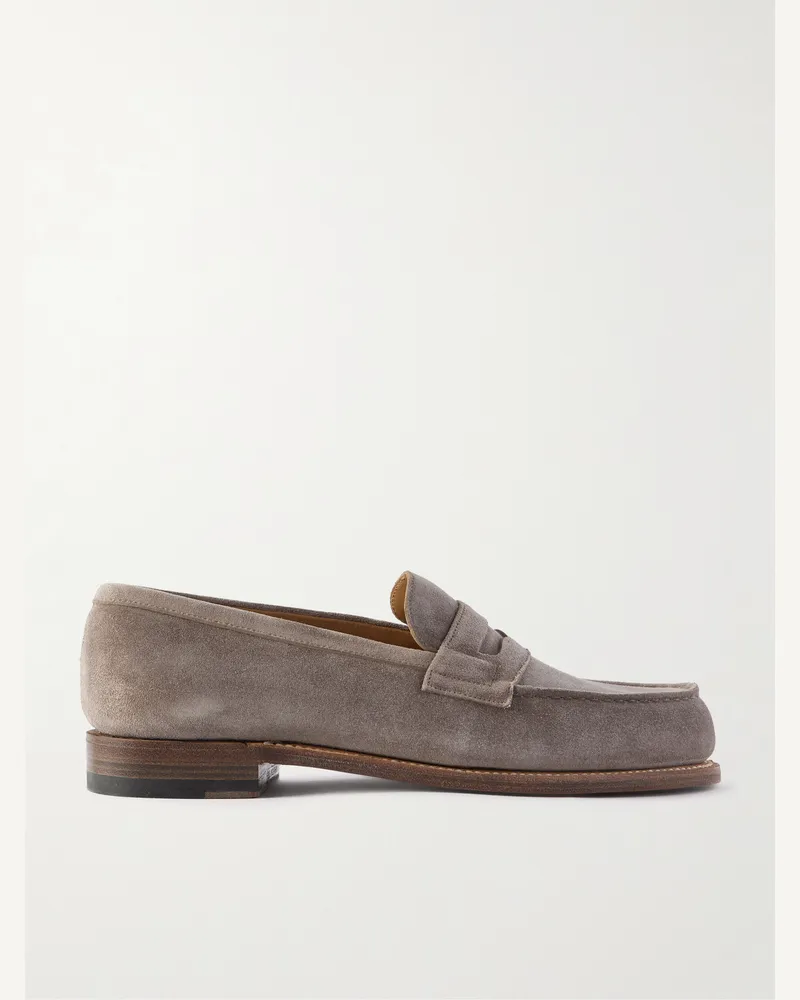 JM Weston 180 Moccasin Pennyloafers aus Veloursleder Grau