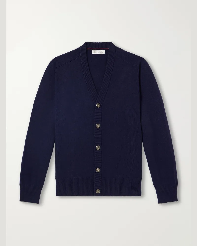 Brunello Cucinelli Cashmere Cardigan Blue