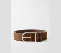 3cm Logo-Debossed Suede Belt