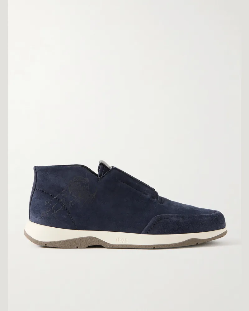 Berluti Échappée Scritto Slip-ons aus Veloursleder Blau