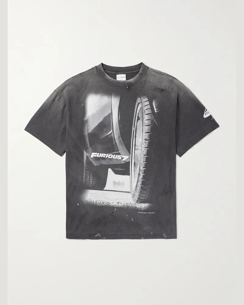 SAINT MXXXXXX Fast & Furious Printed Cotton-Jersey T-Shirt Black