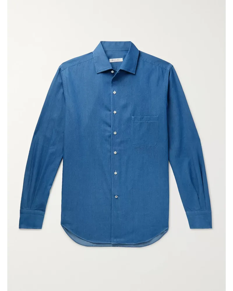 Loro Piana André Hemd aus Baumwoll-Chambray Blau