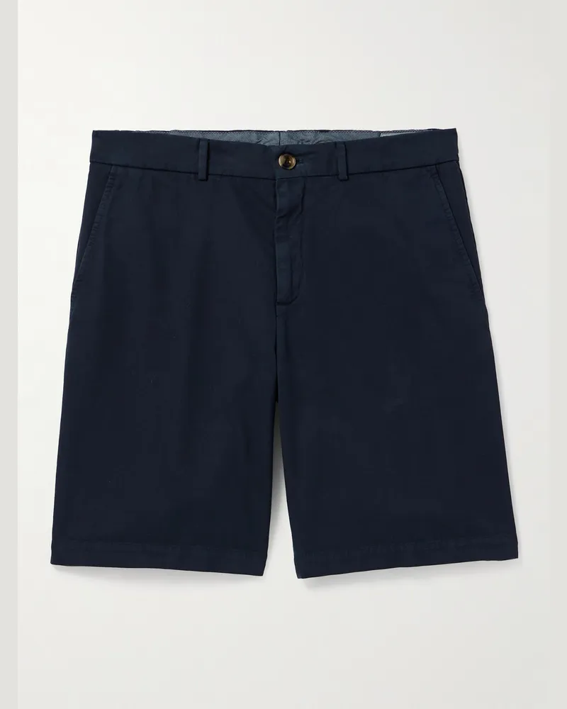 Brunello Cucinelli Gerade geschnittene Bermudashorts aus Baumwoll-Twill Blau
