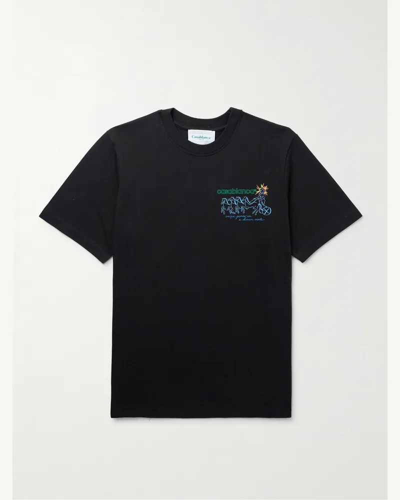 Casablanca Paris T-Shirt aus Baumwoll-Jersey mit Logoprint Schwarz