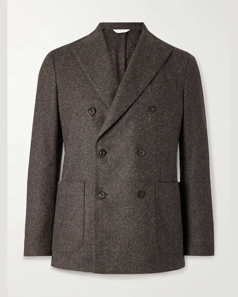 Boglioli Double-Breasted Virgin Wool-Blend Blazer Brown