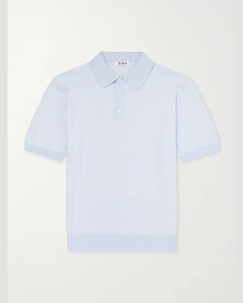 De Petrillo Cotton-Jacquard Polo Shirt Blue