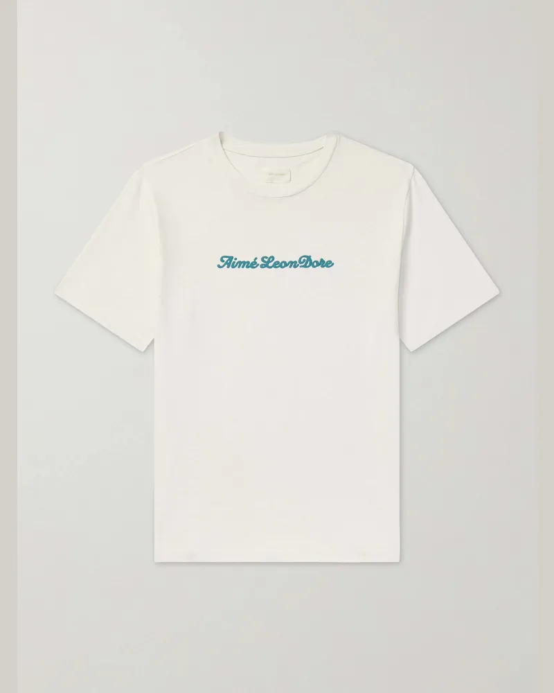 Aimé Leon Dore Logo-Print Cotton-Jersey T-Shirt Neutrals