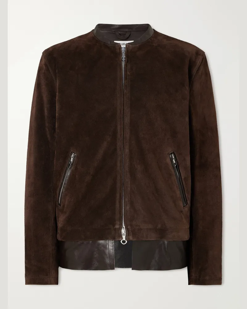 Our Legacy Drift Leather-Trimmed Suede Jacket Brown