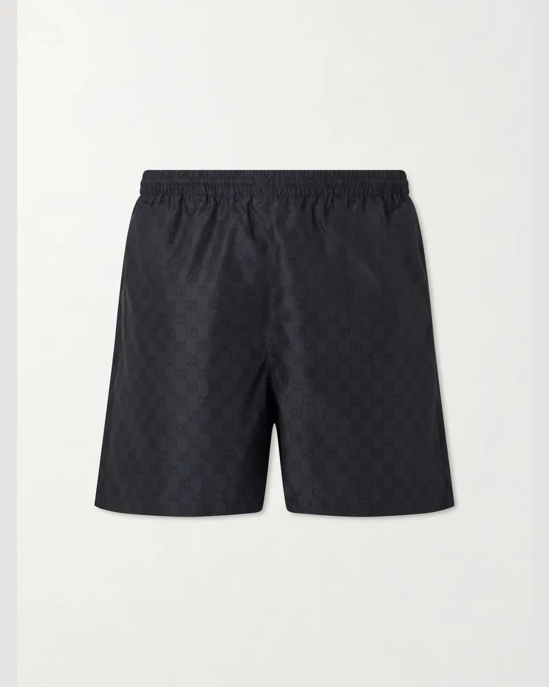 Gucci Straight-Leg GG Supreme Shell Swim Shorts Black