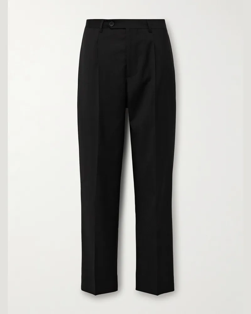 Mfpen Straight-Leg Pleated Wool-Crepe Suit Trousers Black