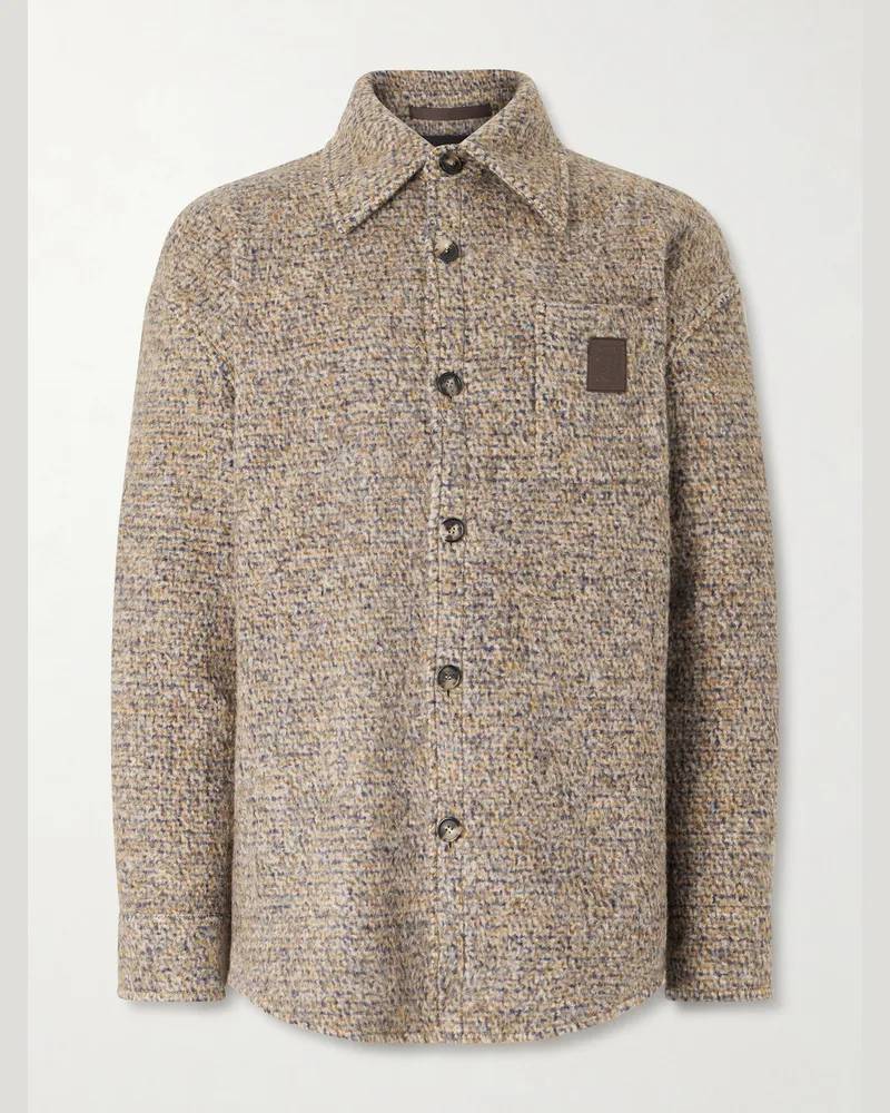Loewe Hemdjacke aus gebürstetem Strick mit Logoapplikation Neutral