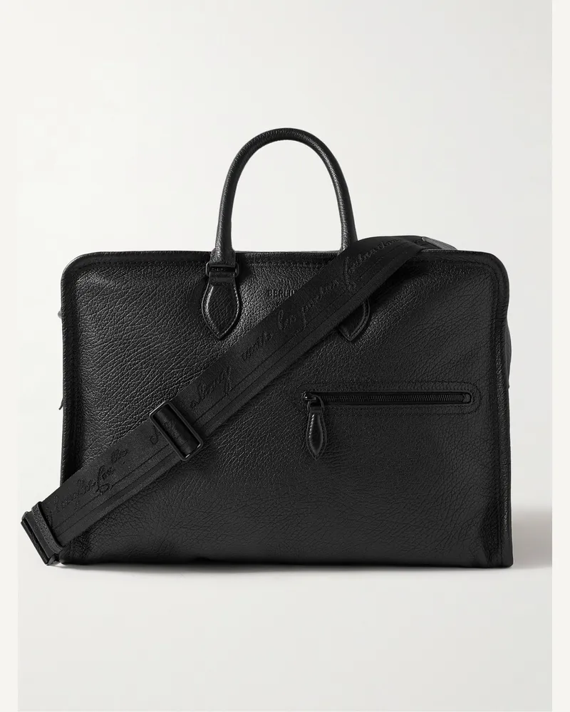 Berluti Jour Pillow Full-Grain Leather Weekend Bag Black
