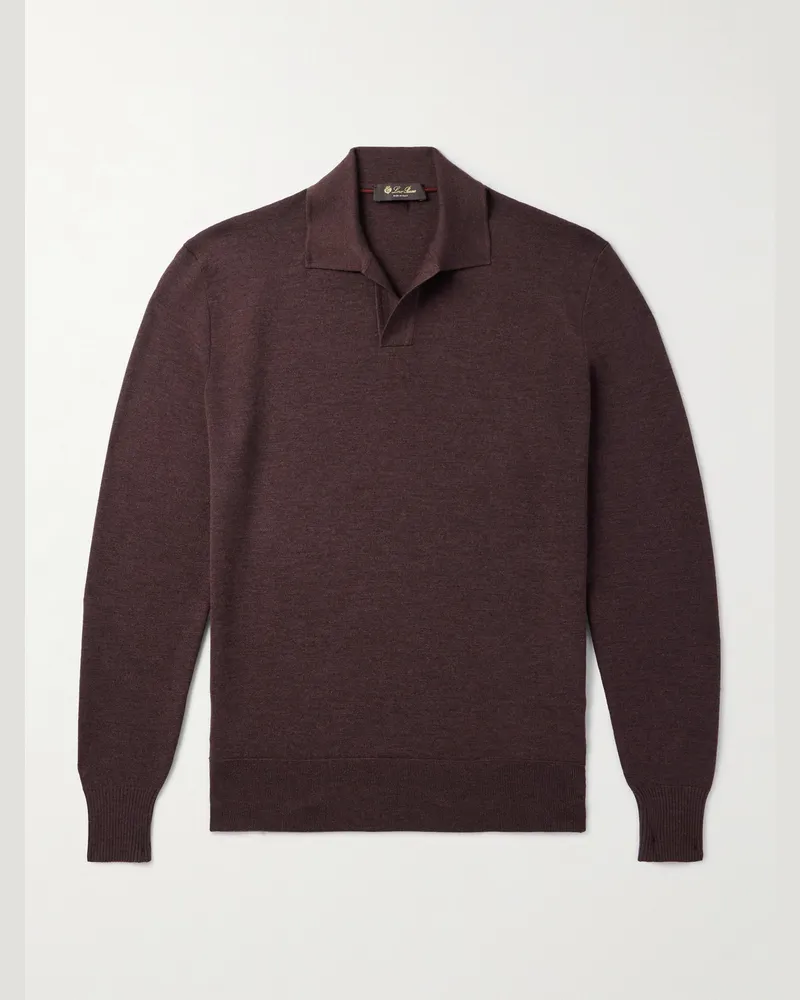 Loro Piana Aspen Pullover aus Schurwolle mit Polokragen Braun